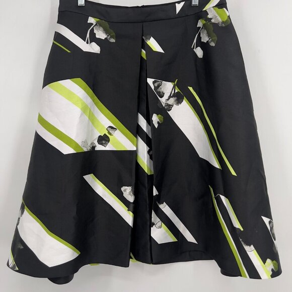 Lane Bryant Plus A-Line Pleated Midi Skirt Black White Green Abstract Floral 18 - Picture 3 of 9